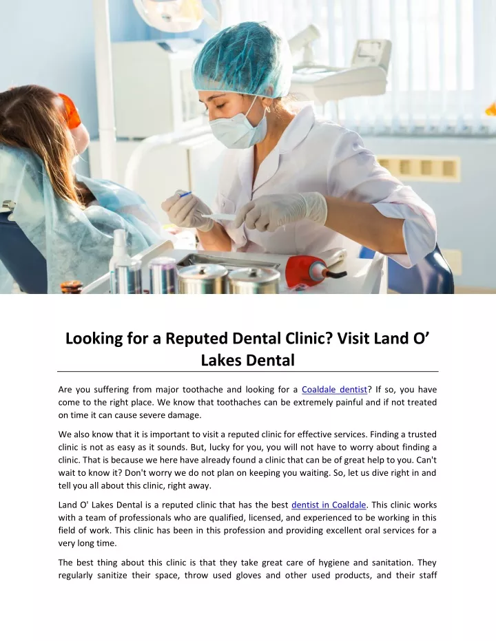 looking for a reputed dental clinic visit land