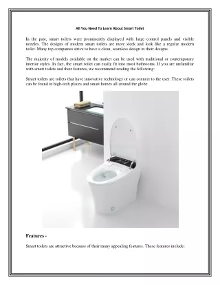 All You Need To Learn About Smart Toilet