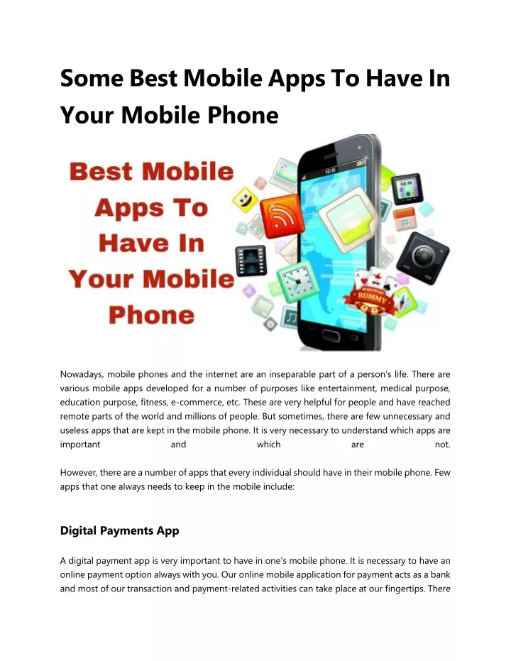 some best mobile apps to have in your mobile phone