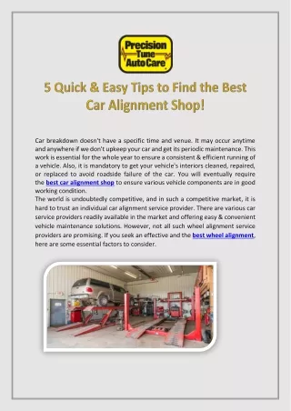5 Quick & Easy Tips To Find The Best Car Alignment Shop!
