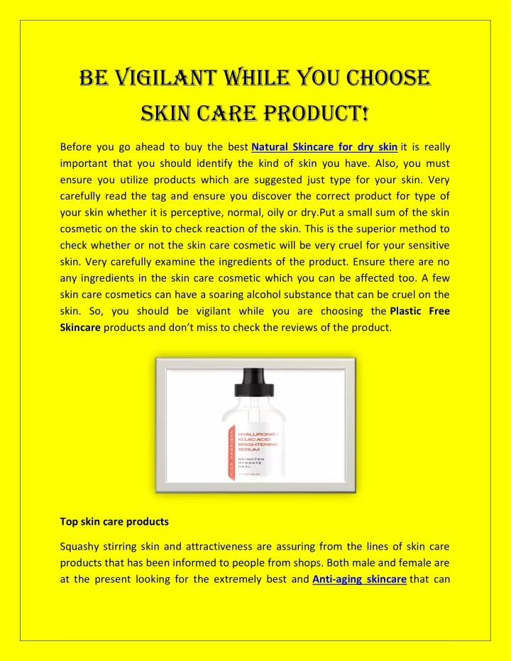 be vigilant while you choose skin care product