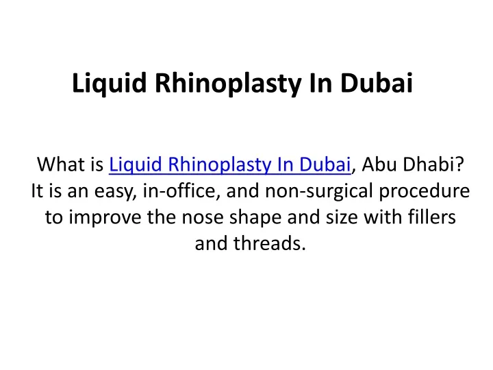 liquid rhinoplasty in dubai