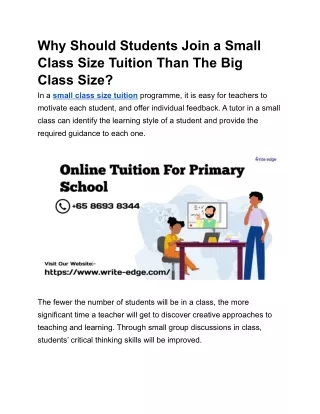 why should students join a small class size