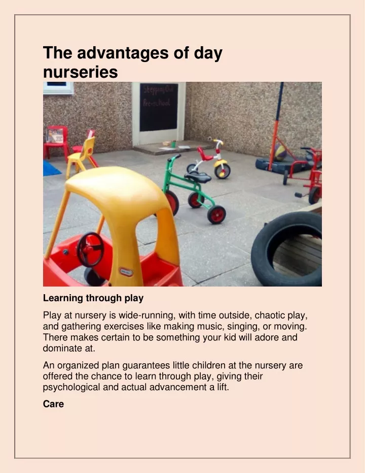 the advantages of day nurseries