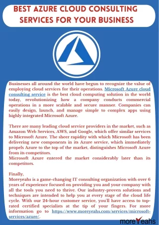 best azure cloud consulting services for your