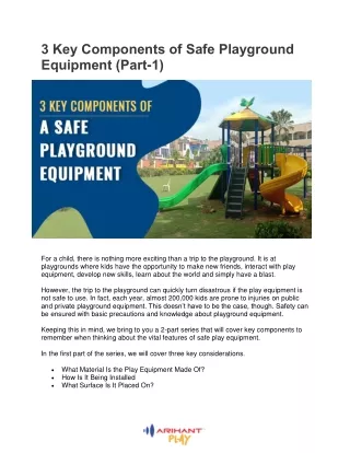 3 Key Components of Safe Playground Equipment (Part-1) - ArihantPLAY