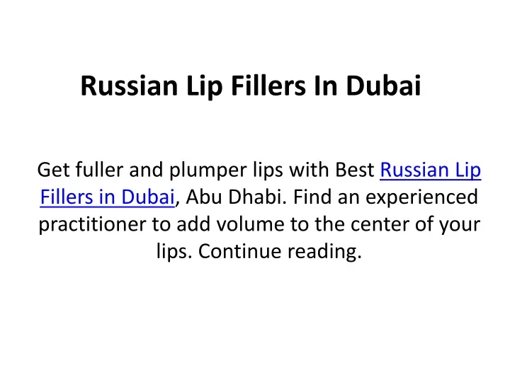 russian lip fillers in dubai