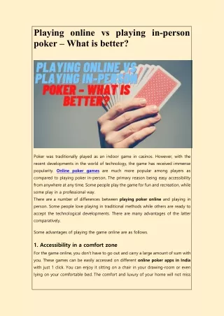 playing online vs playing in person poker what