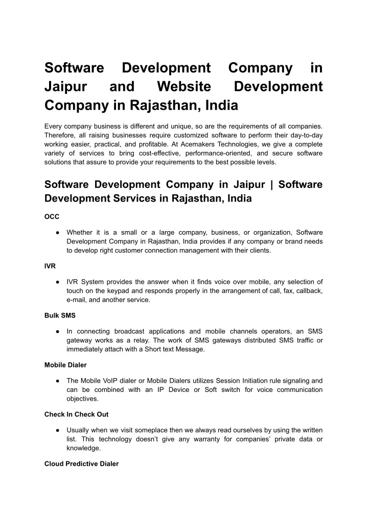 software jaipur company in rajasthan india