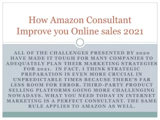 how amazon consultant improve you online sales 2021
