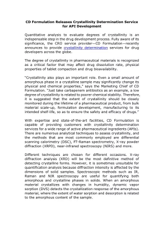 cd formulation releases crystallinity