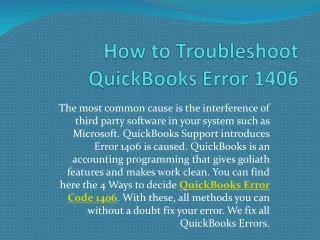 how to troubleshoot quickbooks error 1406
