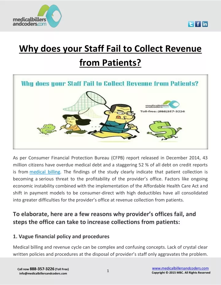 why does your staff fail to collect revenue from