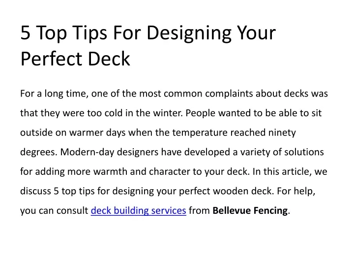 5 top tips for designing your perfect deck