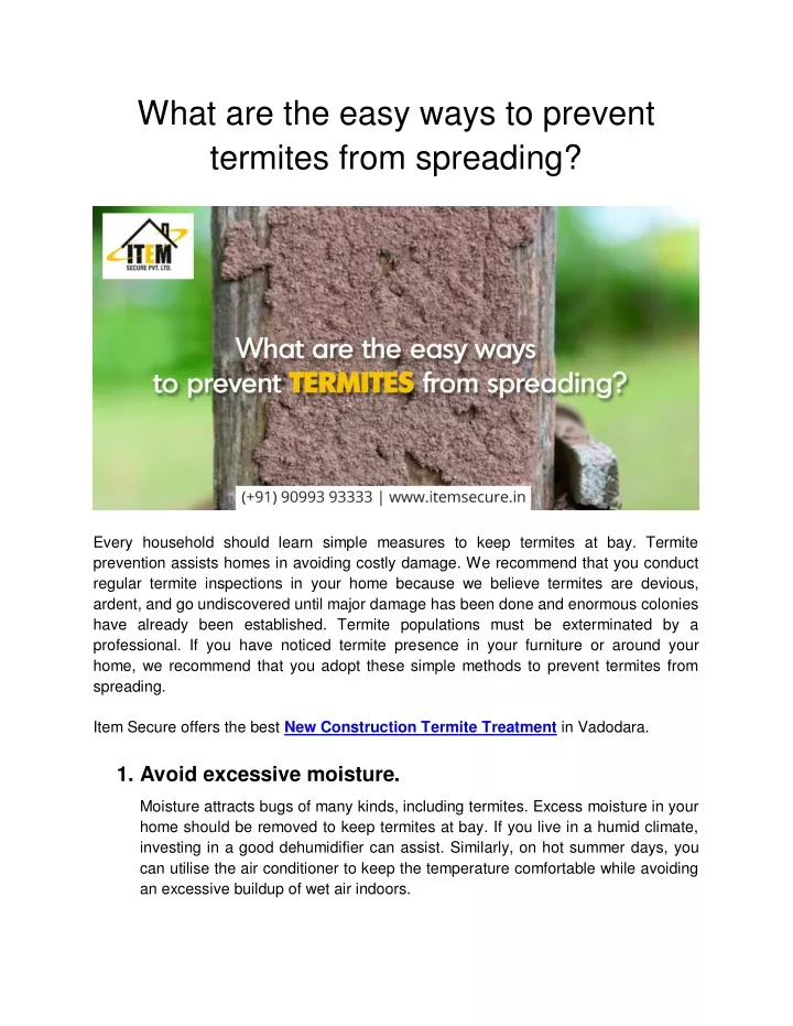 what are the easy ways to prevent termites from