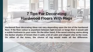 Tips To Decorate Hardwood Floor With Rugs | Living Room Rugs Perth