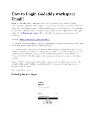 How to Login Godaddy workspace Email