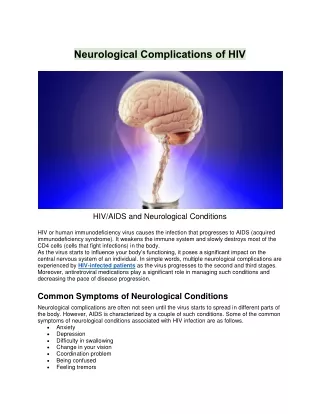 neurological complications of hiv