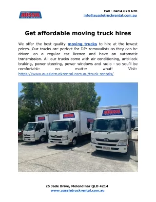 Get affordable moving truck hires