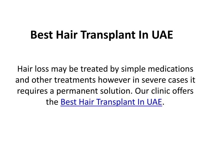 best hair transplant in uae