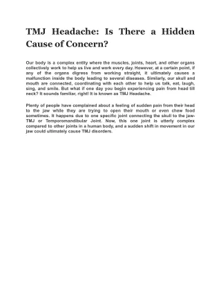 tmj headache is there a hidden cause of concern