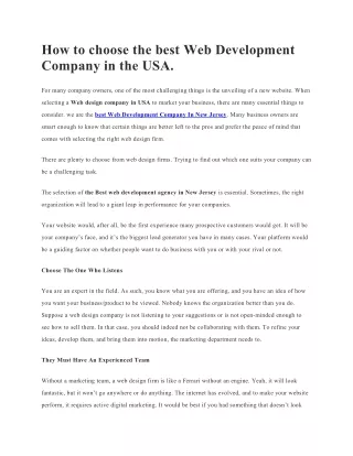how to choose the best web development company