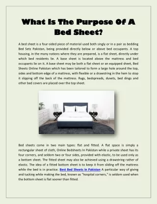 What Is The Purpose Of A Bed Sheet