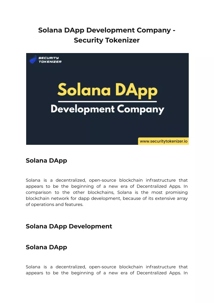 solana dapp development company security tokenizer
