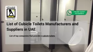 List of Cubicle Toilets Manufacturers and Suppliers in UAE