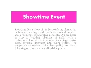 Showtime Event Best Wedding Planner in Delhi Luxury Wedding & Event Resort