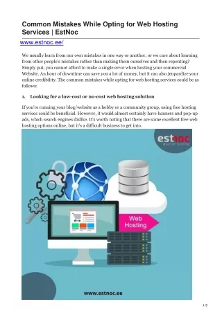 common mistakes while opting for web hosting
