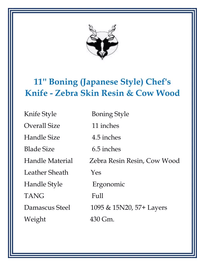 11 boning japanese style chef s knife zebra skin