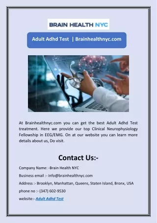 Adult Adhd Test  | Brainhealthnyc.com