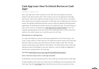 How to unlock Cash App Borrow feature ? - Get loan in a few clicks