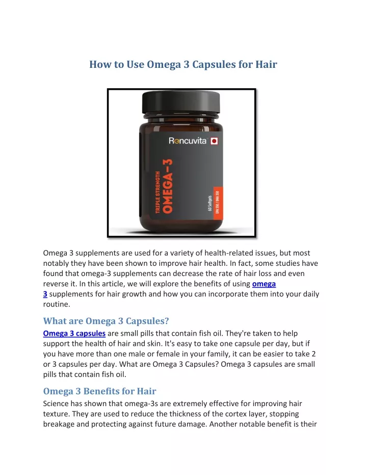 how to use omega 3 capsules for hair