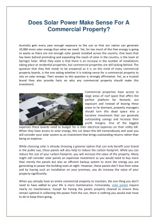 does solar power make sense for a commercial