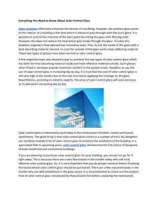 Everything You Need to Know About Solar Control Glass