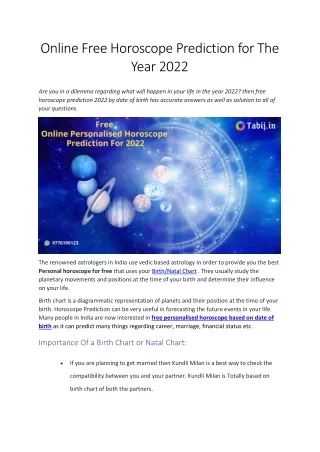online free horoscope prediction for the year 2022