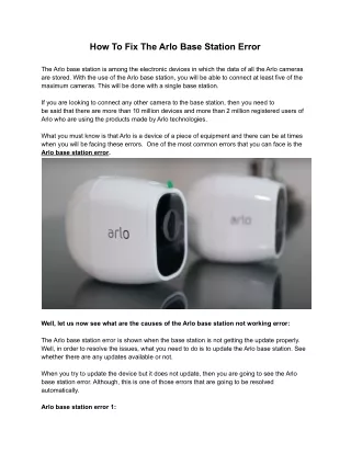 how to fix the arlo base station error