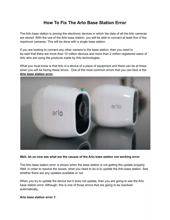 how to fix the arlo base station error