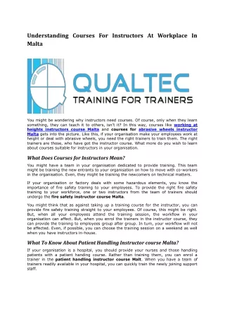 understanding courses for instructors