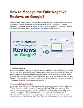 How to Manage the Fake Negative Reviews on Google