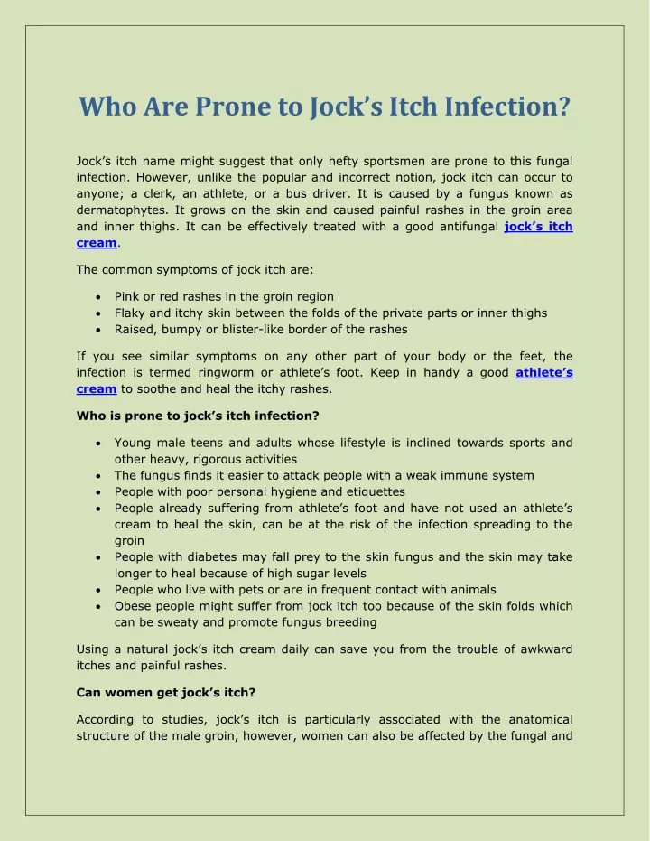 who are prone to jock s itch infection