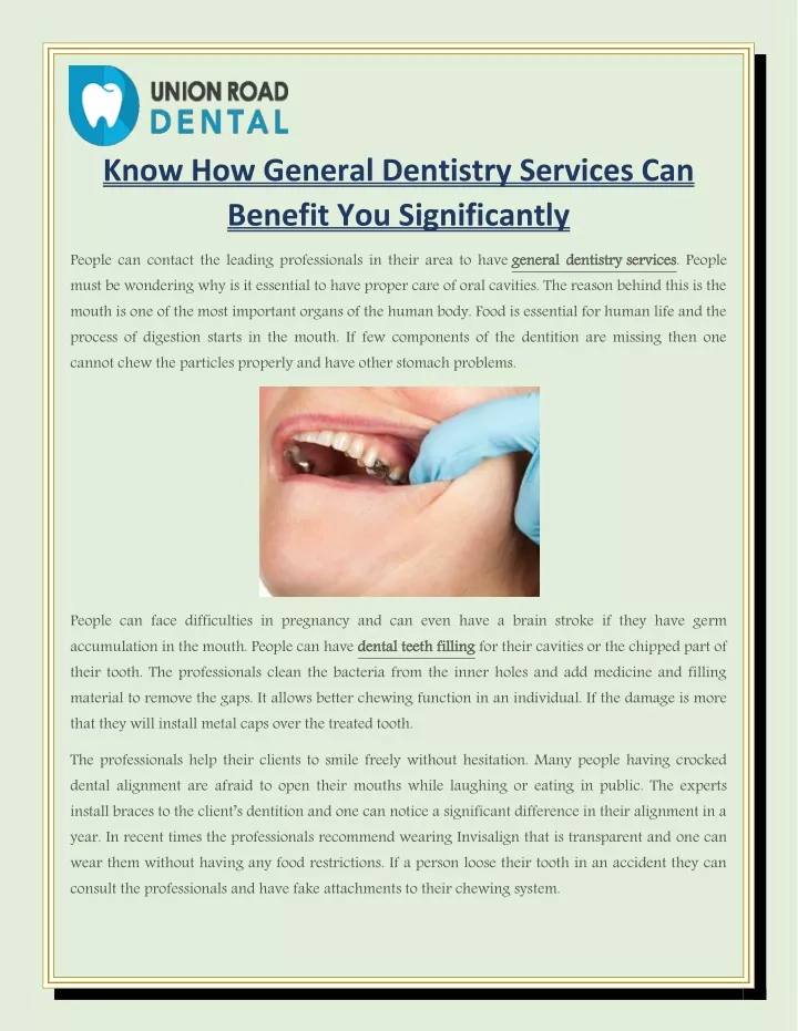 know how general dentistry services can benefit