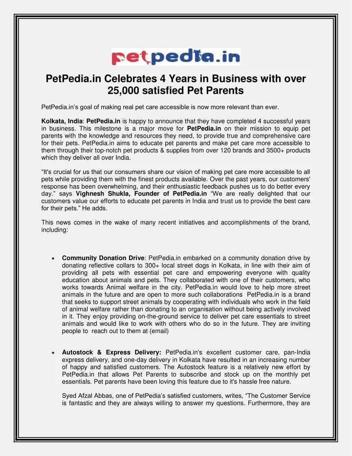 petpedia in celebrates 4 years in business with