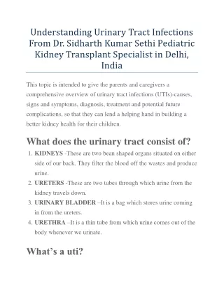 Overview of urinary tract infections (UTIs)-causes, signs and symptoms