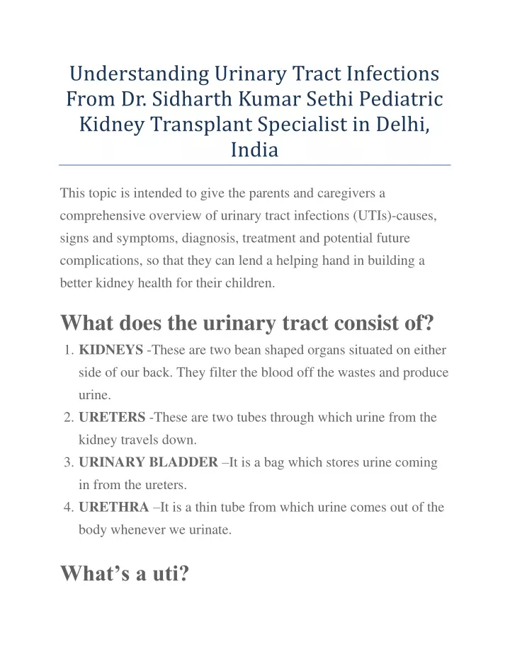 understanding urinary tract infections from