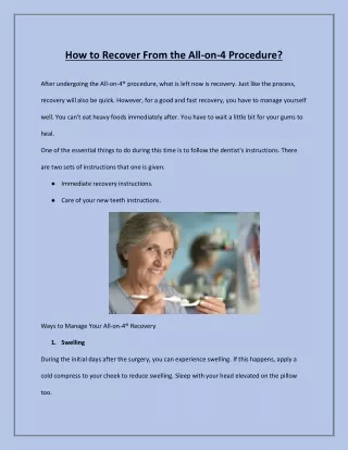 How to Recover From the All-on-4 Procedure