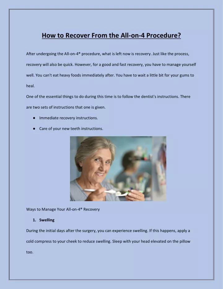 how to recover from the all on 4 procedure