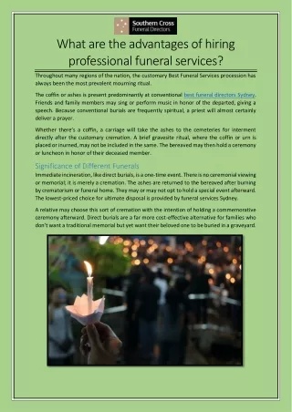 What are the advantages of hiring professional funeral services